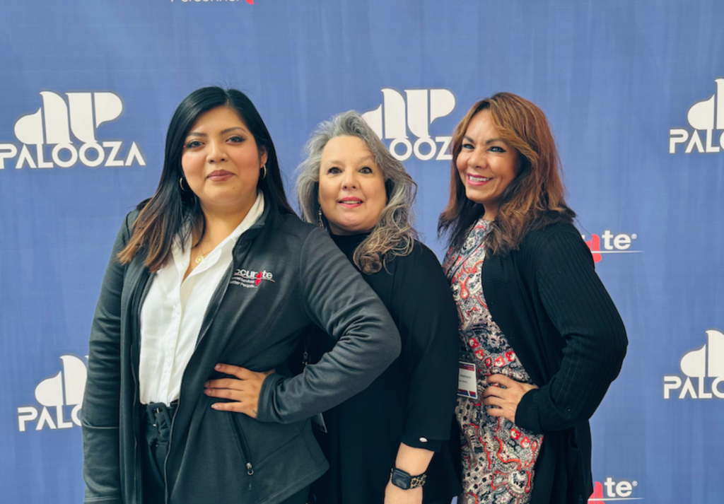 Gregorio (left) with former Accurate Personnel - Indianapolis Branch Manager Nellie Delgado (center) and Medrano (right) at AP Palooza 24. Photo courtesy of Virginia Medrano