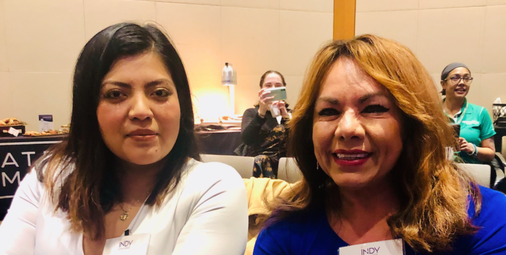 Accurate Personnel On-Site Manager and Axis selectee Brenda Gregorio (left) pictured with Virginia Medrano (right), Accurate Personnel Regional Director overseeing Indianapolis area locations. Photo courtesy of Virginia Medrano