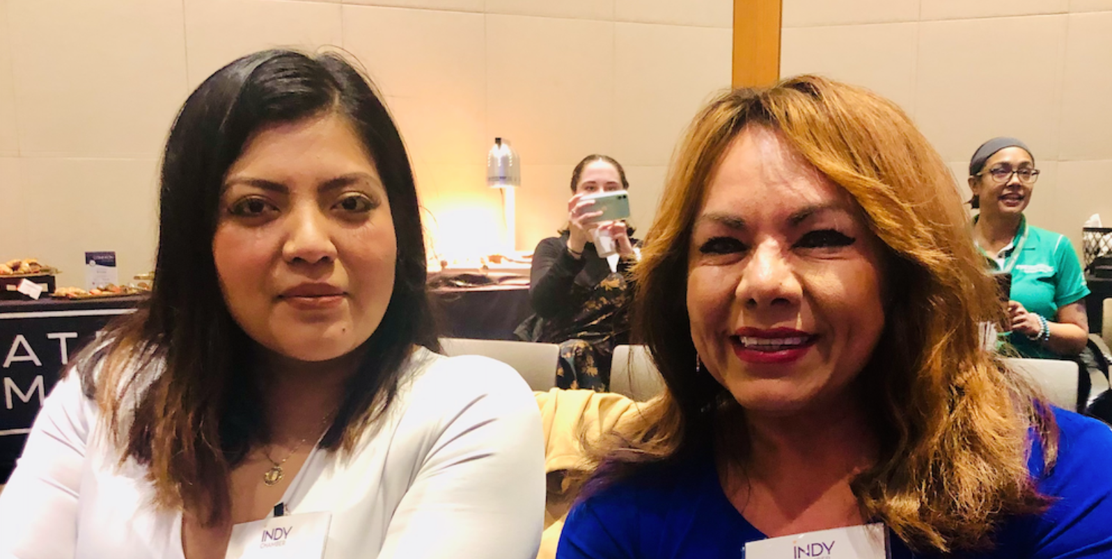 Accurate Personnel On-Site Manager and Axis selectee Brenda Gregorio (left) pictured with Virginia Medrano (right), Accurate Personnel Regional Director overseeing Indianapolis area locations. Photo courtesy of Virginia Medrano