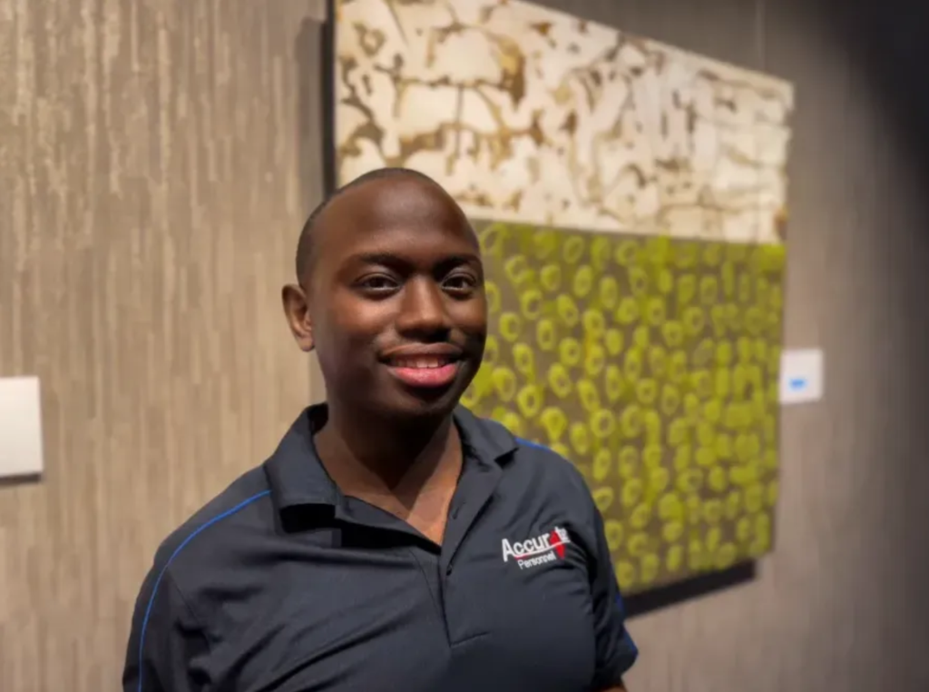 Jalen Graham, Corporate Recruiter at Accurate Personnel, pictured during AP Palooza 25 at Art Ovation Hotel in Sarasota, FL. Photo by Allyson Blinkhorn