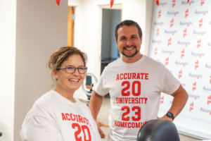 From (left) Chief Financial Officer Michelle Malachowski and Ray Niecestro, Regional Director of Operations (right) at 2023 Staffing Week. Photo courtesy of Jonathan Stiebeling.